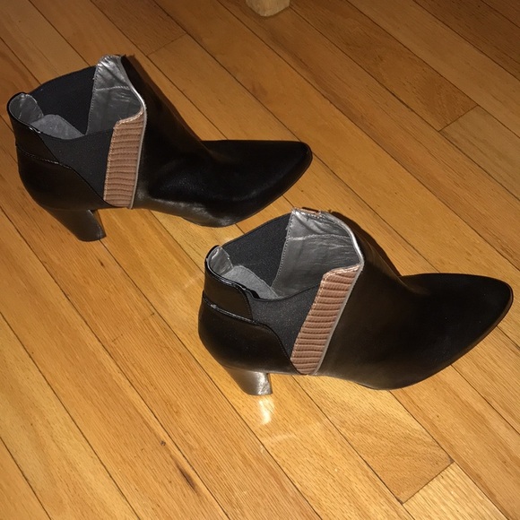 MARK Black Faux Leather Heeled Ankle Boots - Picture 2 of 7